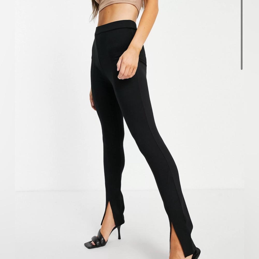 Mango - Slim Pants with Front Split, Black, XS
